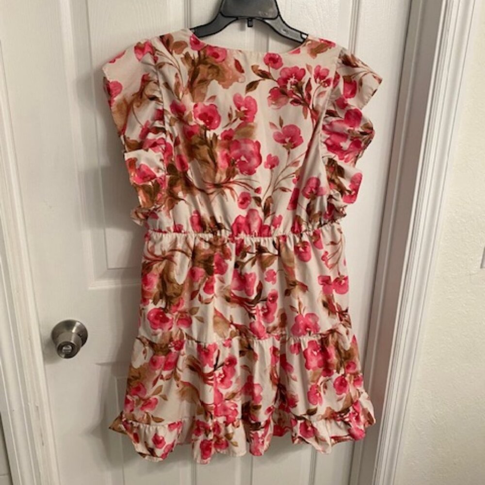 Abercrombie & Fitch Flutter Sleeves Tiered  Fully Lined Dress  Size Large - Picture 5 of 8